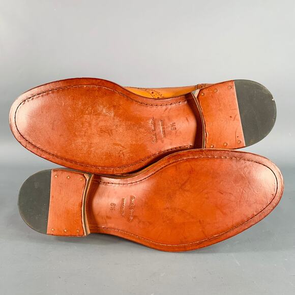 PAUL SMITH  7.5 Orange Perforated Leather Wingtip Lace-Up Flexible Travel Shoes main image 7